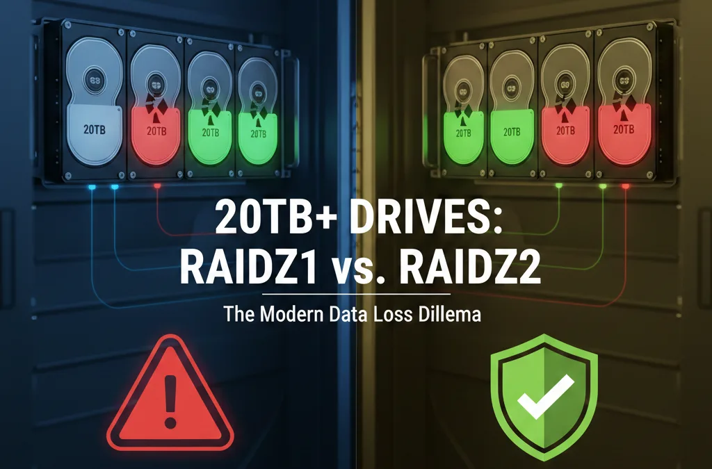RAIDZ1 vs RAIDZ2 : Pourquoi vos disques de 20 To, 32 To +, changent la donne