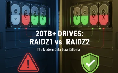 RAIDZ1 vs RAIDZ2 : Pourquoi vos disques de 20 To, 32 To +, changent la donne